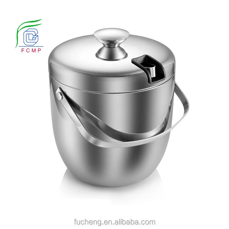 Custom Stainless Steel Metal Ice Bucket Ice Bucket with Lid and Tongs