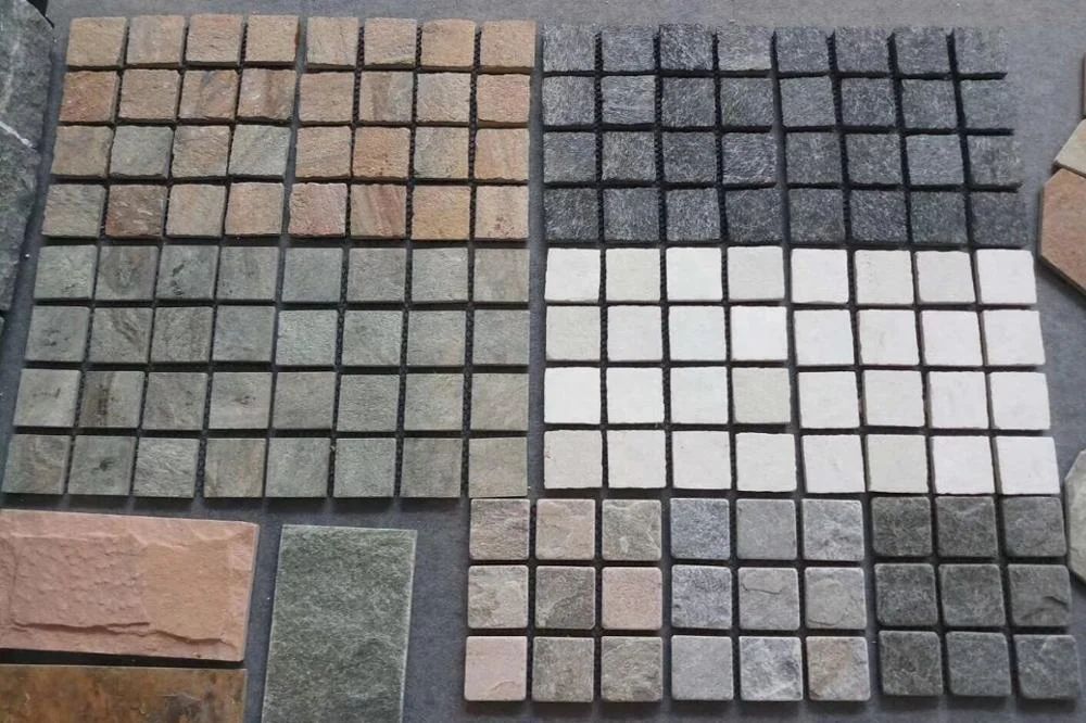 Garden Walk Way Black Quartz Pavers Natural Floor Stone Tiles