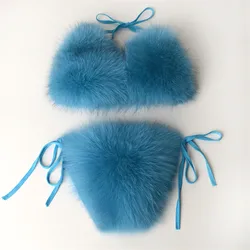 Colorful fox fur bra sexy fur lined bra for girls Wholesale Lastst Fashion Fur Bra Dropship Bikini Summer Beach Women Bikini