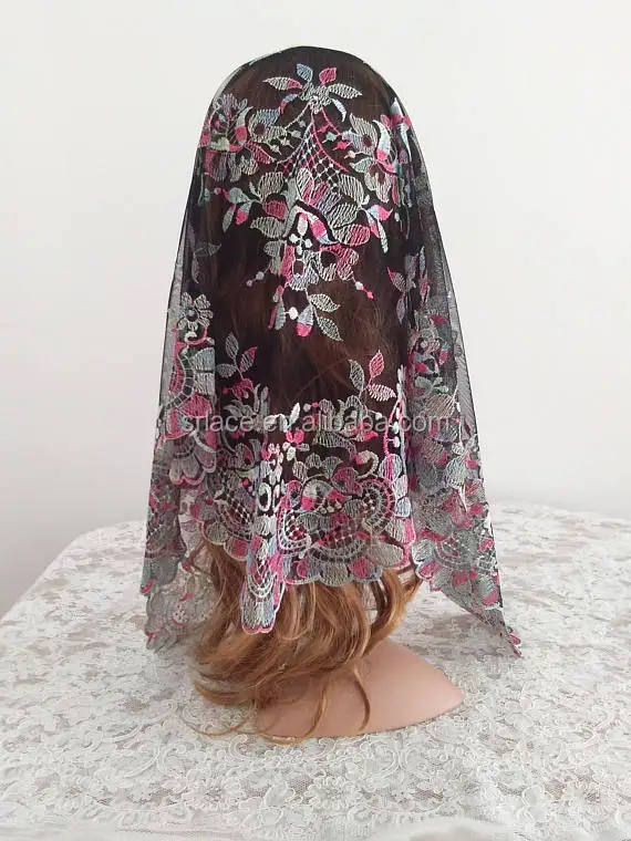 
Colorful Lace Chapel Scarf Catholic Wedding Lace Veil 