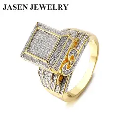 JASEN JEWELRY Latest Designs Hip Hop jewelry Gold Plated Silver Ring or Classic Zircon 925 Sterling Silver Wedding Ring For Men