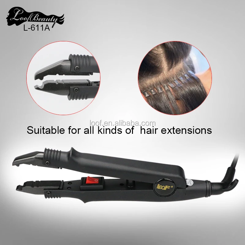 LOOF registered manufacturer professional heated keratin connector remover flat iron hair extension iron