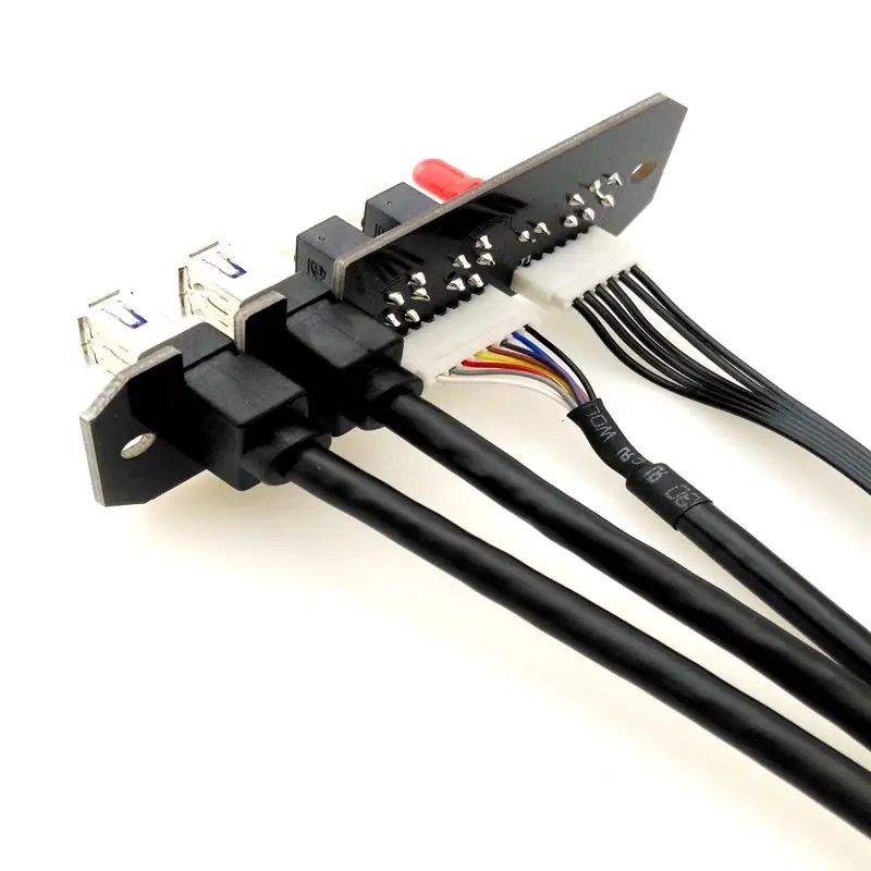 Computer Case Dual USB3.0+USB2.0+LED+Power Switch+HD Audio I/O Front Panel Cable