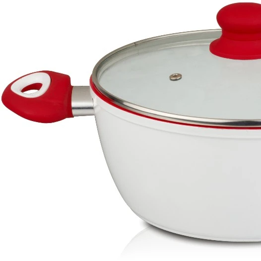 Ceramic Aluminum Casserole Ceramic Coating with Glass Lid Therm Line changing color