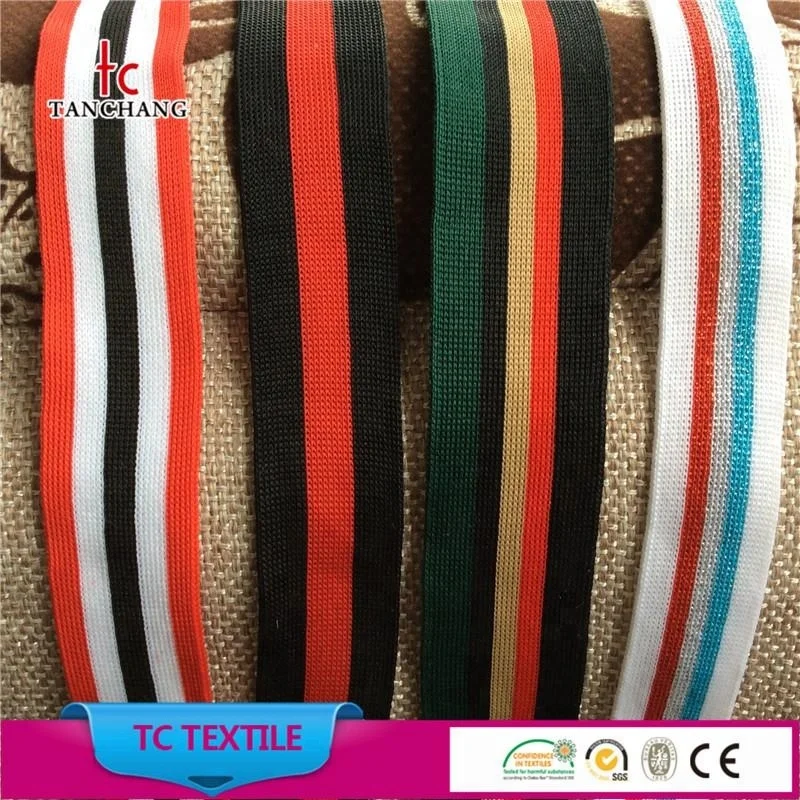 original factory stock wholesale colorful 100% polyester or cotton knit stripe twill tape for clothing TCPTZZD01-16