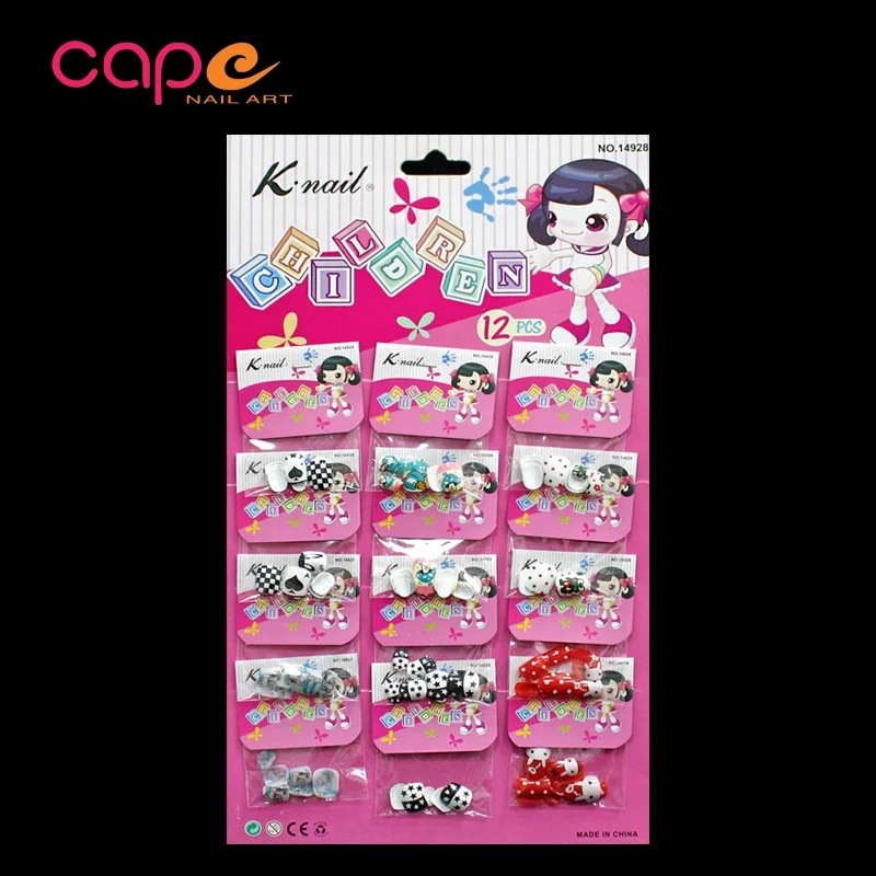 DIY False Nail Art Pre-designed Children Kids Press On Nail