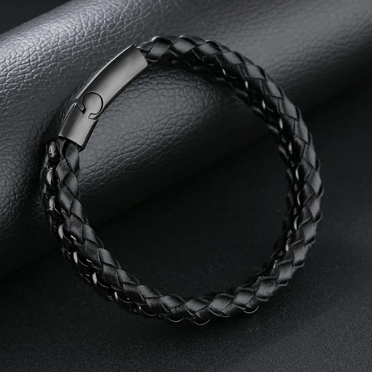 Marlary New Design Stainless Steel Clasp High Quality Real Leather Bracelet For Men