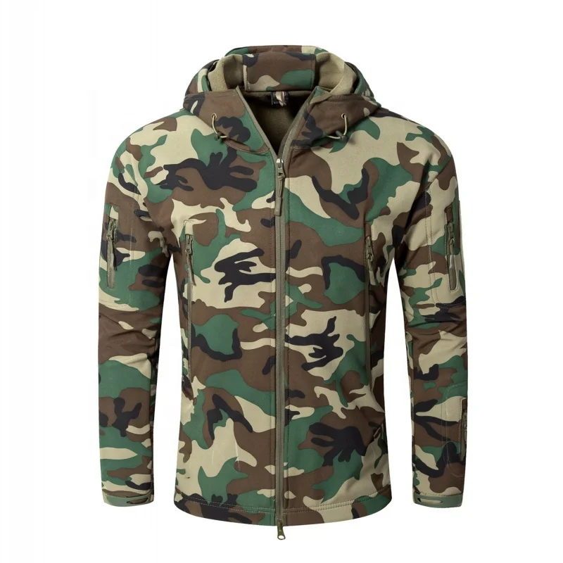 Мужские водонепроницаемые Softshell армии вентиляторы куртка в стиле милитари тактическая куртка камуфляжные армейские пальто с капюшоном, зимняя куртка на флисе