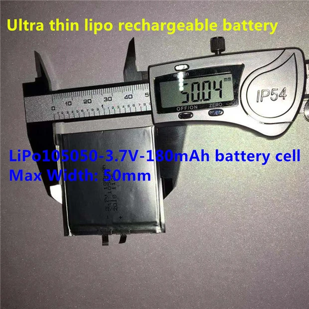 105050 thin battery 180mah 3.7V thickness 1.0mm