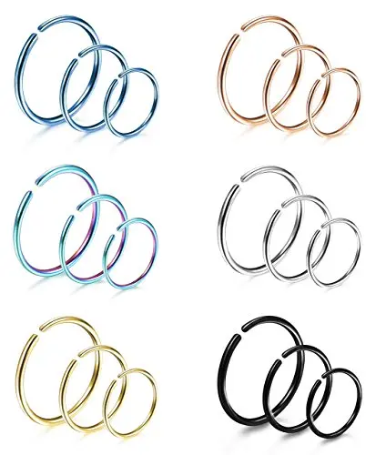 Fancy Stainless Steel Plating Nose Stud Nose Clip-on Hoop Ring Body No Piercing Jewelry