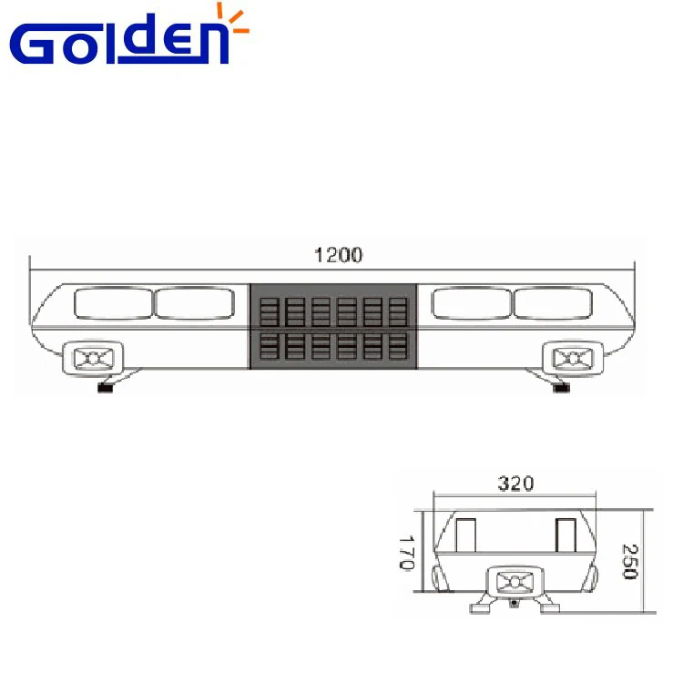 Blue rooftop mount 1200mm OEM security car ambulance bus roof lights and siren