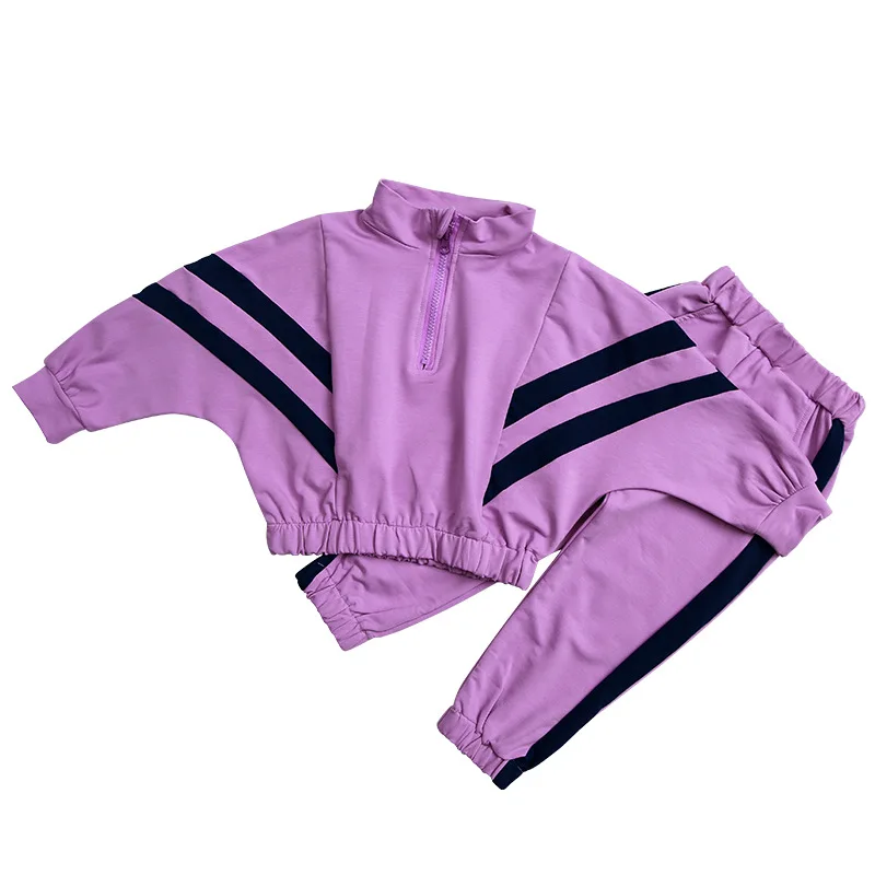 
2020 child fashion website wholesale kid clothes for girls trendy purple sports sets 