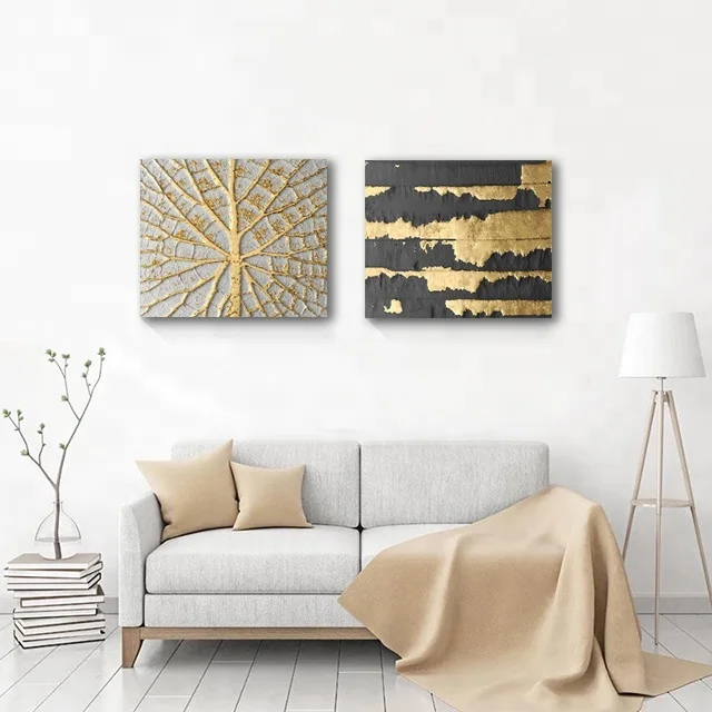 Abstract art picture on canvas with gold foil for wholesale