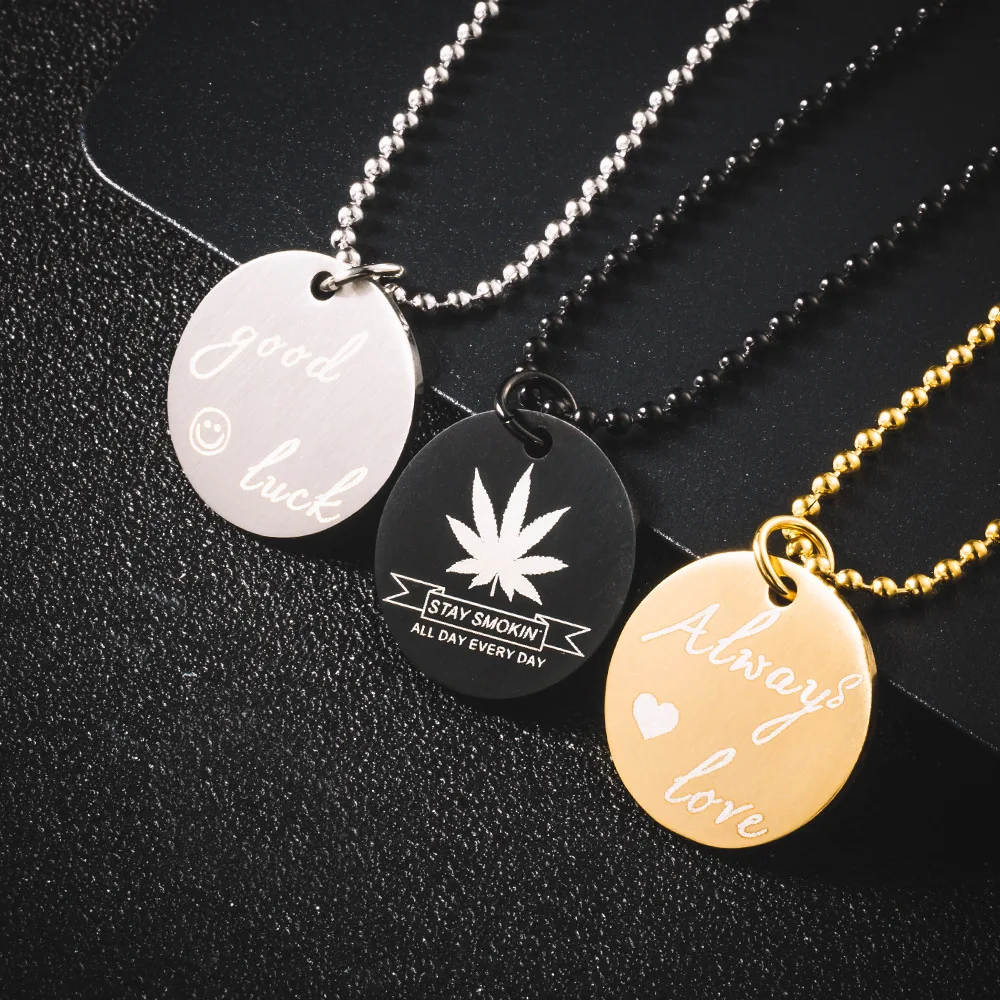 Craft Wolf Europe and the United States tide brand Ma Ye love smile face creative round necklace lucky men and women personality