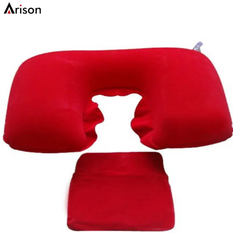 PVC inflatable neck pillow with pouch