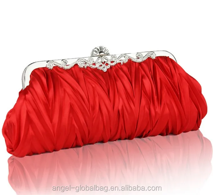 Новинка, Недорогая модная свадебная атласная дамская сумочка невесты с морщинами, женский клатч, кошелек, вечерняя сумочка