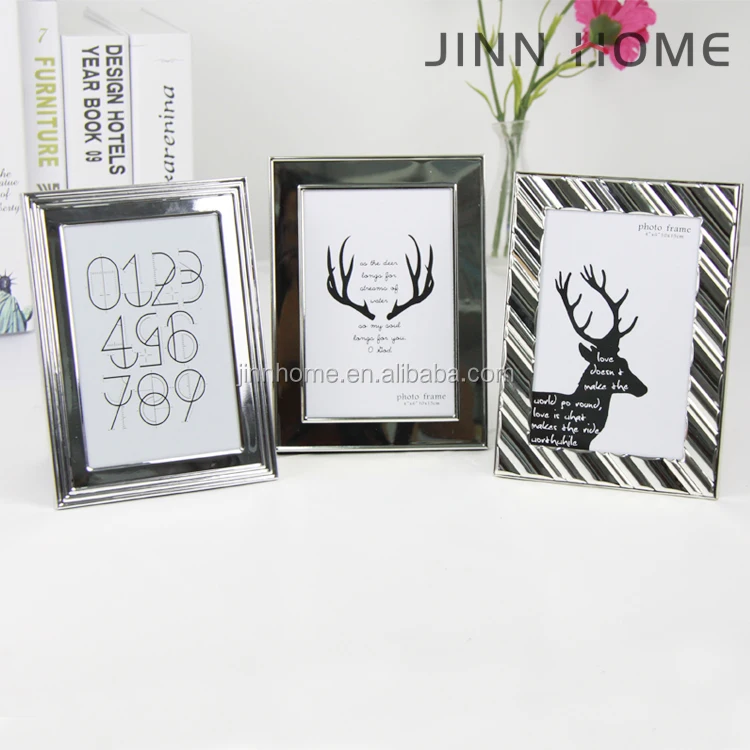 Jinnhome plating silver plated home decoration striped metal aluminum 4x6 photo frame new models