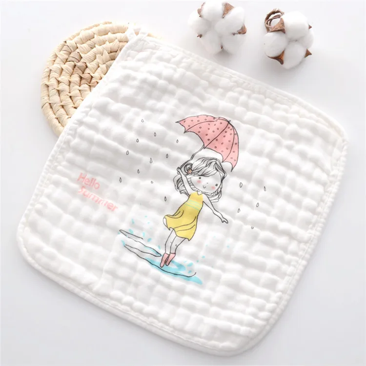 
Lovely Children Six Layer 100% Gauze cotton Baby wash cloth wholesale face towel 
