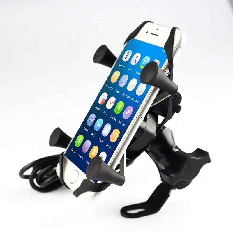 Adjustable Motorcycle Phone Charging Holder Mobile Phone Holder With USB Charger Scooter