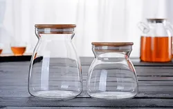 High Quality Wholesale Custom Cheap 500ml glass jar for food with cork bamboo lid alibaba supplier