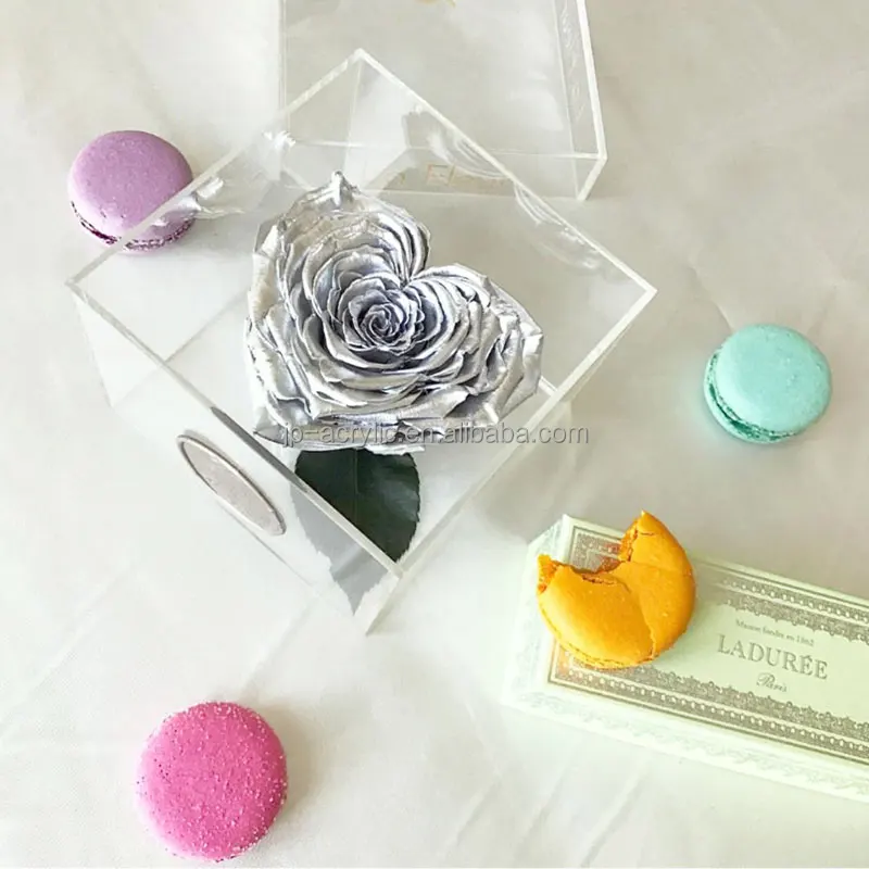 
New Arrival Small Plexiglass Acrylic Cube Flower Box with Lid 