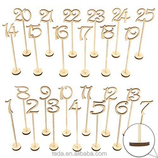 Laser engraved wooden table number for wedding decoration