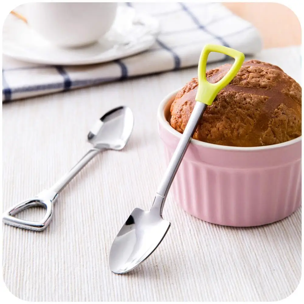 High Quality Stainless Steel Tea Spoon S M Size Shovel Shape Design Coffee Ice Cream Soup Teaspoons