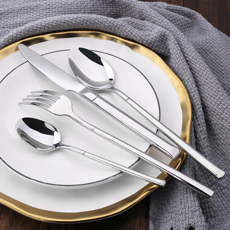 
Classic Knight 304 Stainless Steel Cutlery Premium gold black Titanium Plated Steak Cutlery knife spoon set 