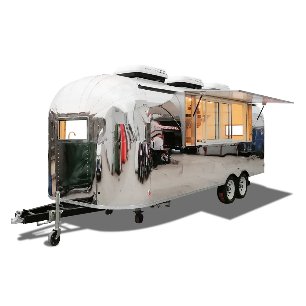 UKUNG stainless steel mobile burger truck equipped with cooking appliances, stainless steel hot dog cart