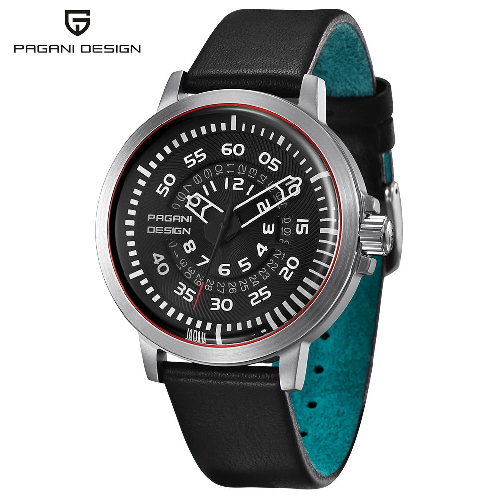 Pagani stainless steel leather strap simple style quartz watch for man