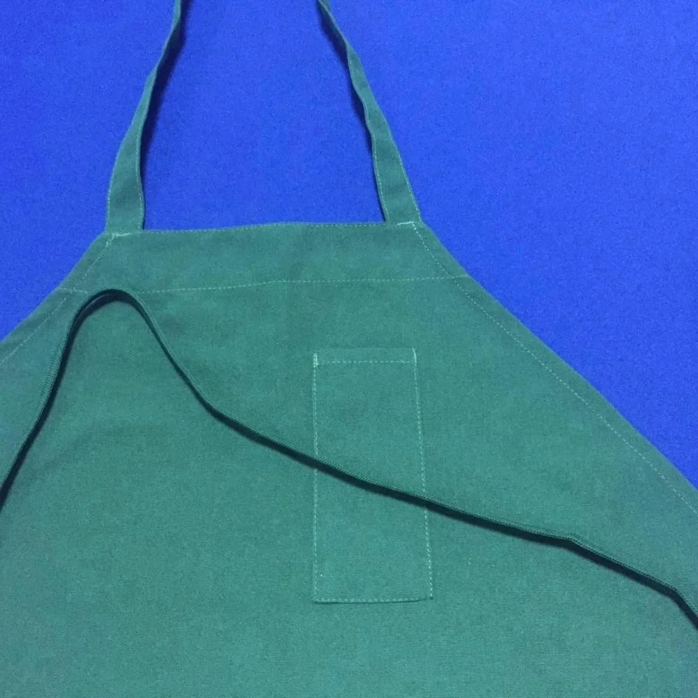 Wholesale 100% MJS spun polyester bib apron with 3 pockets hunter green restaurant cooking aprons