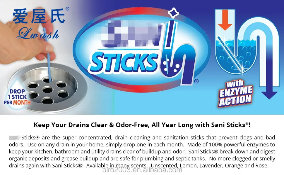 
Eco-Friendly Drain strips cleaner/Pipe cleaner/Eliminates & Prevents Drain Odors 