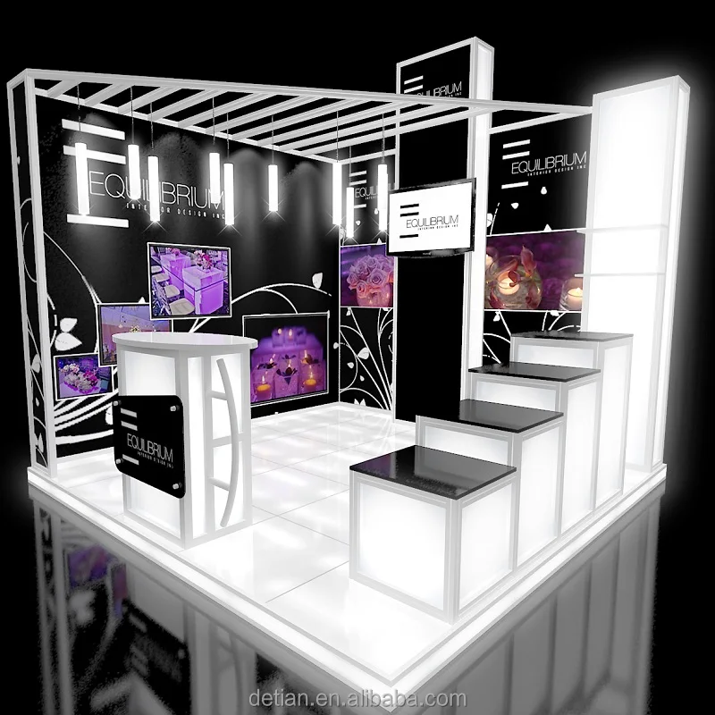 Detian Offer 10x10 open Customized aluminum and fabric standard exhibition booth ,tube Exhibition booth with acrylic wall