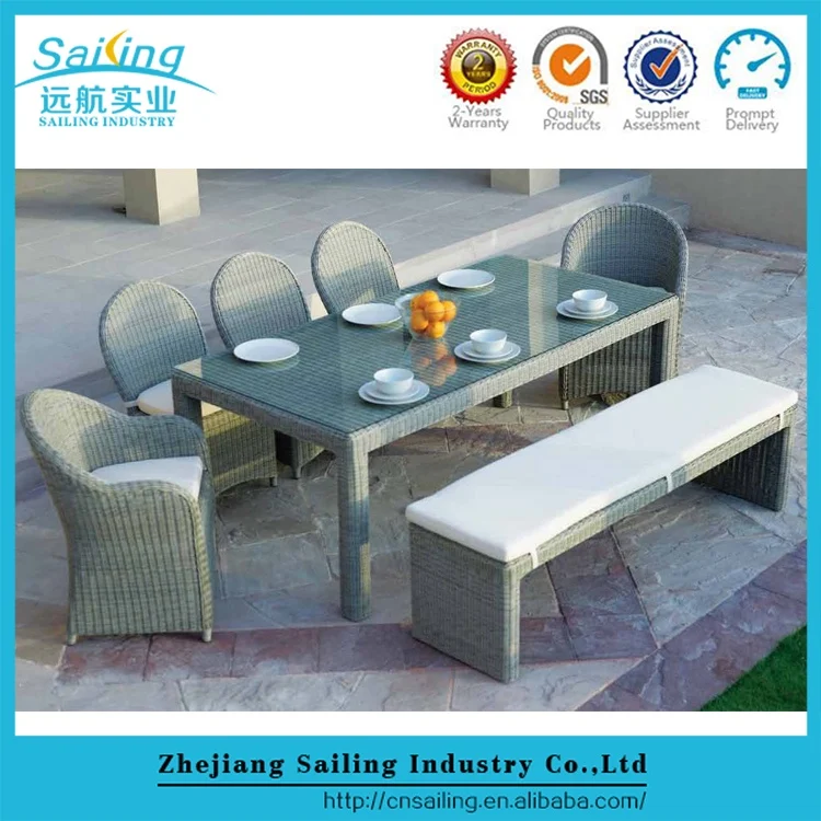 Promotion Rattan Furniture Mexico Dining Tables Chair With Bench Garden Furniture