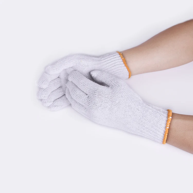 Оптовая продажа кусок пользовательские оверлок 7 г/10 г натуральный белый безопасности рабочие перчатки