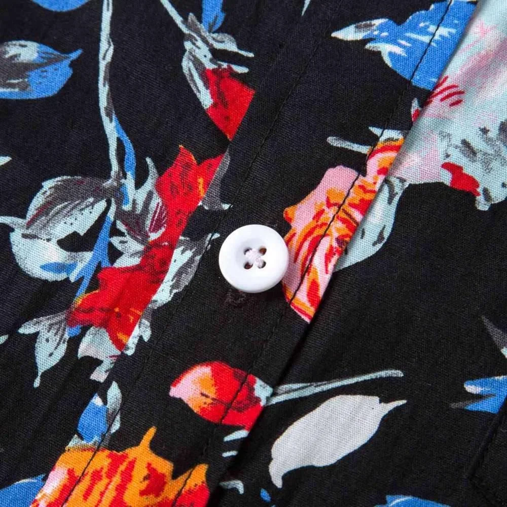 High quality breathable 100% cotton floral printed men casual beach shirt stocks