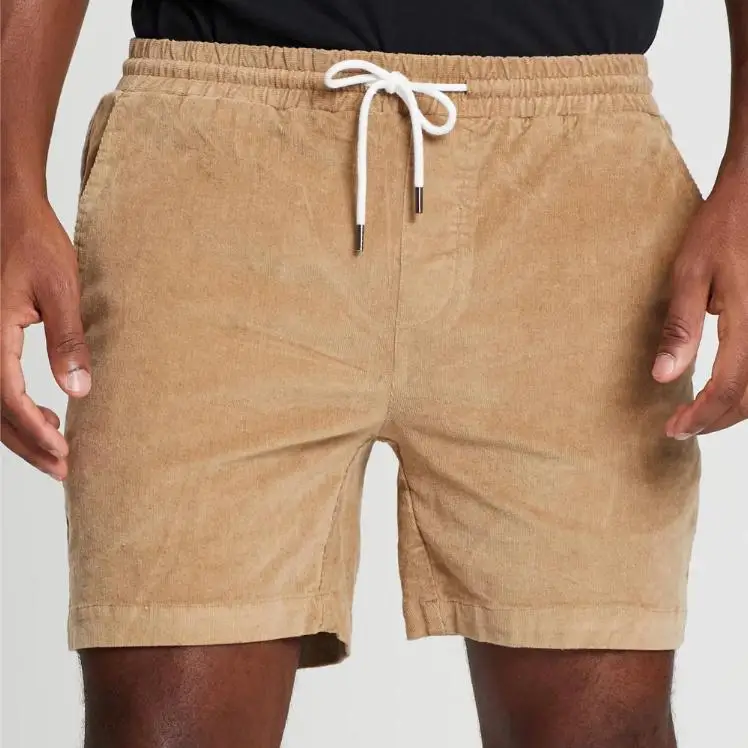 2020 Custom cotton casual running workout Design Summer Drawstring Corduroy gym beach shorts for Men