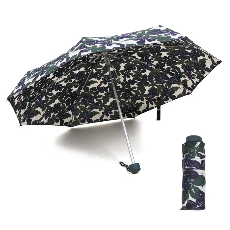 RST Ningbo port China manufacturer leaf printed mini 5 folding umbrella women parasol minipoquet umbrella