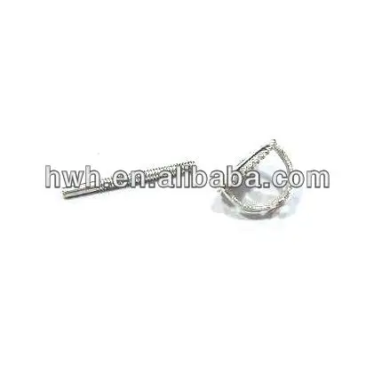 H1209/L Silver Anti-Allergic Earring Screw Post & Screw Back 6mm Diameter