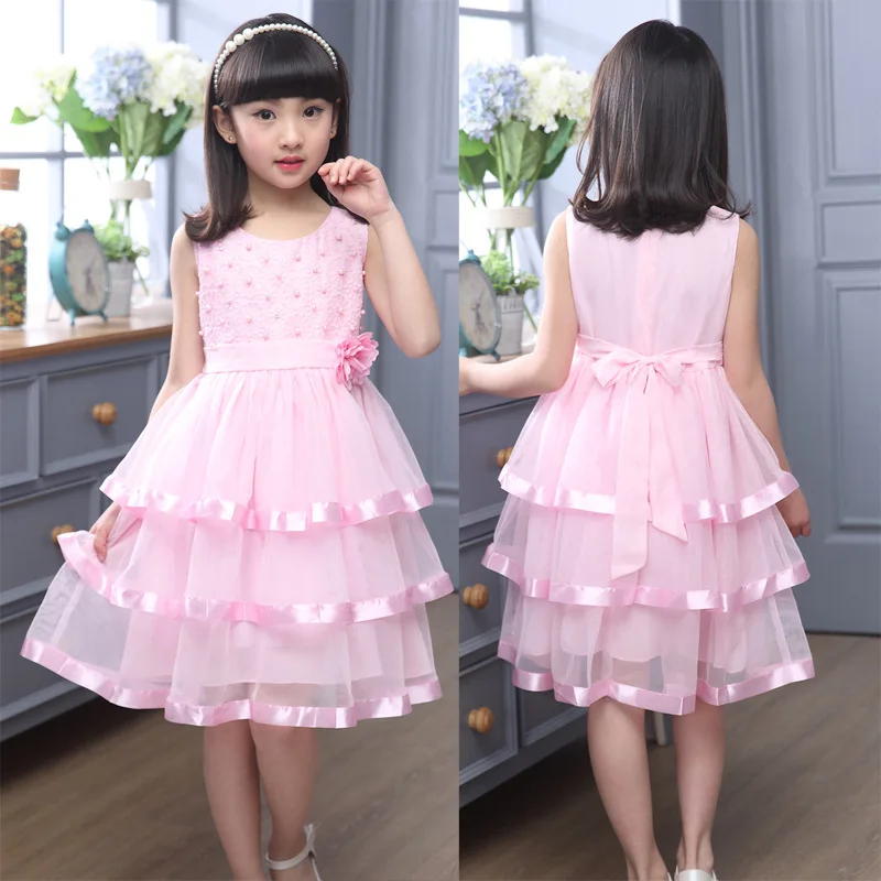 2019 Newest Summer Child Clothes Big Baby Skirt Fashion Cute Princess Girl Dress With pearls
