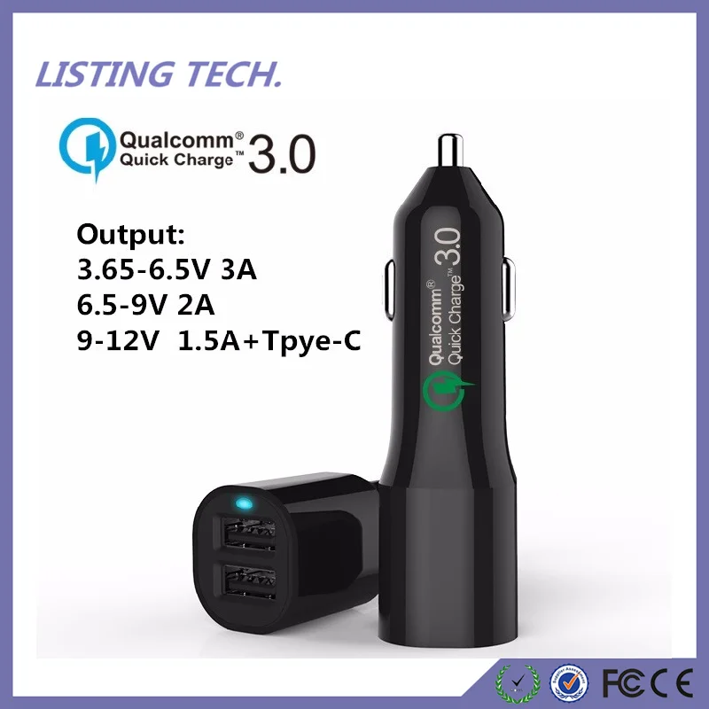2017 быстрая зарядка 3.0 dual usb порт длинная версия автомобильные зарядные устройства