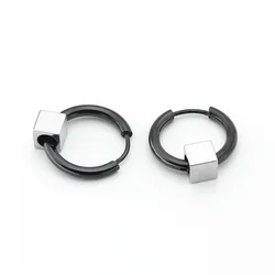 Корейские модные серьги-кольца из титановой стали, Квадратные бусины, мужские круглые серьги из проволоки, серьги из нержавеющей стали, украшения в стиле хип-хоп