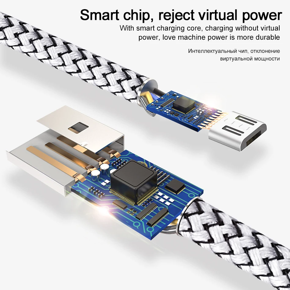 LED Lighting Micro USB Cable for Xiaomi Redmi 4X Note 4 5 Samsung S7