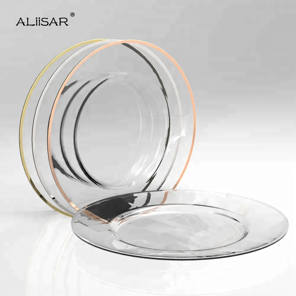 Hot Sale Wholesale Underplate Glitter Rim Gold Round Charger Plate for Wedding party