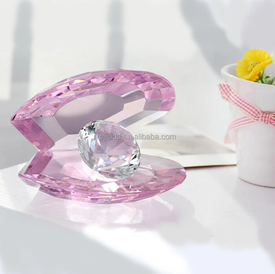 Custom Beautiful Crystal Crafts Wedding Souvenirs Favors Colorful Mini Crystal Mussels With Diamond
