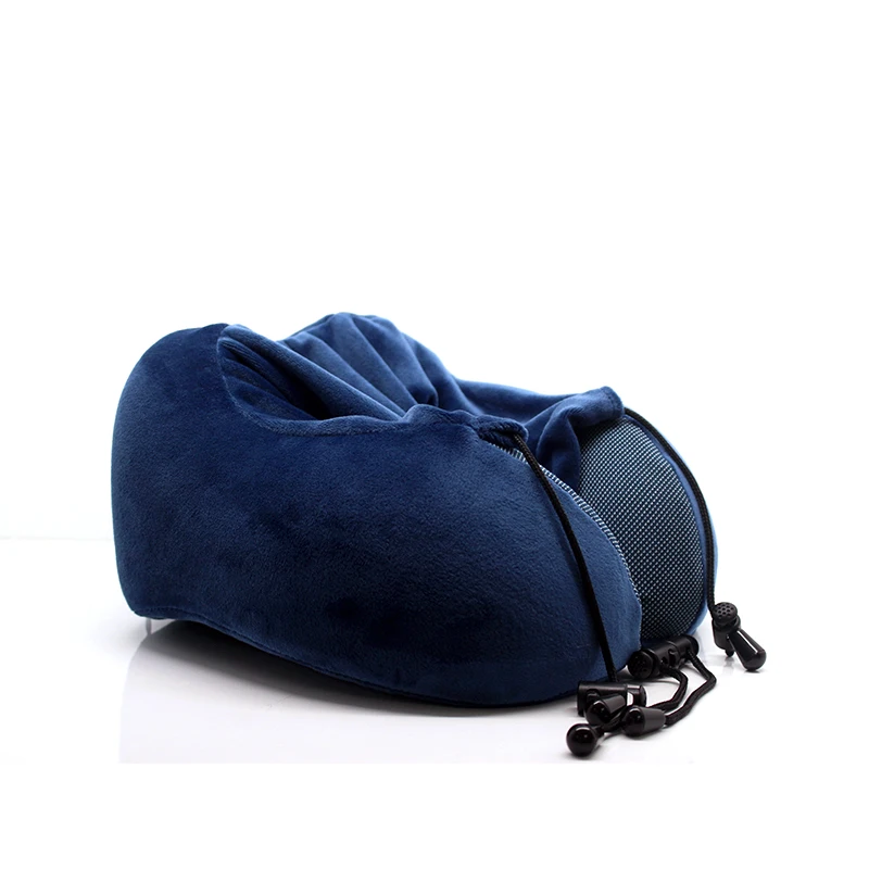 Newest Fashion Airplane Travel Sleep Memory Foam U Shape Hoodie Neck Pillow