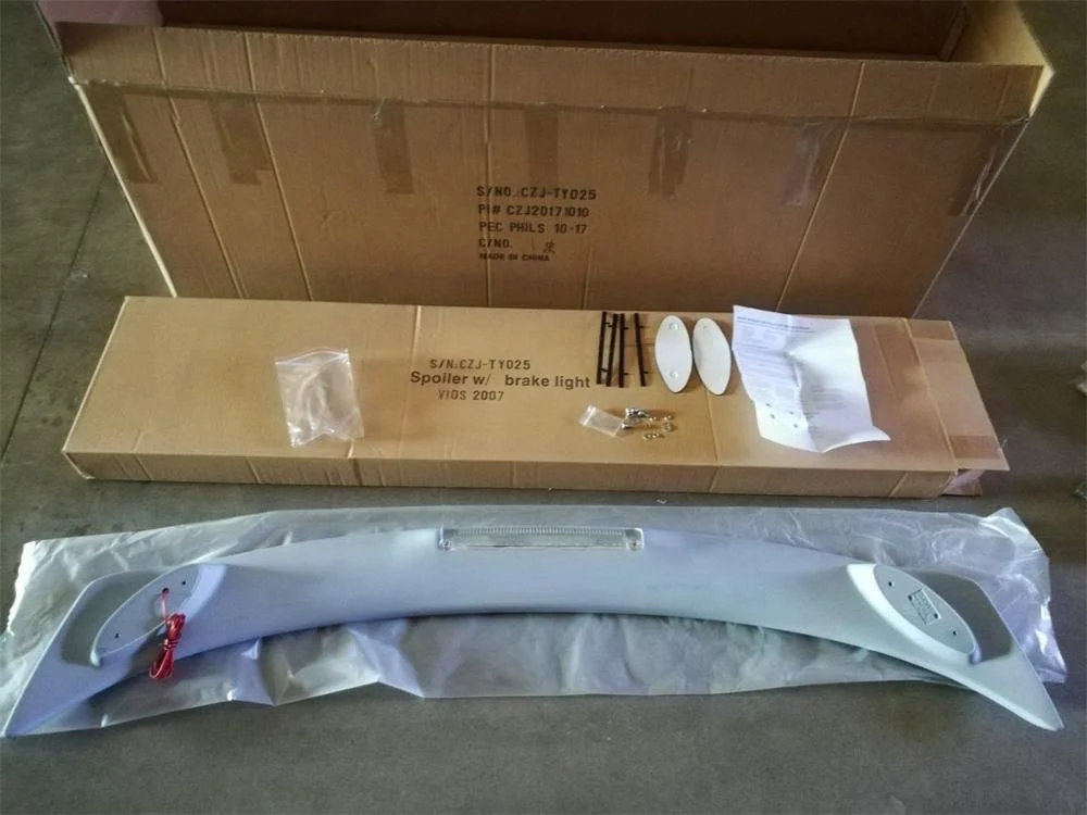 CZJ car REAR SPOILER FOR TOYOTA VIOS YARIS 2007-2012 WITH LIGHT