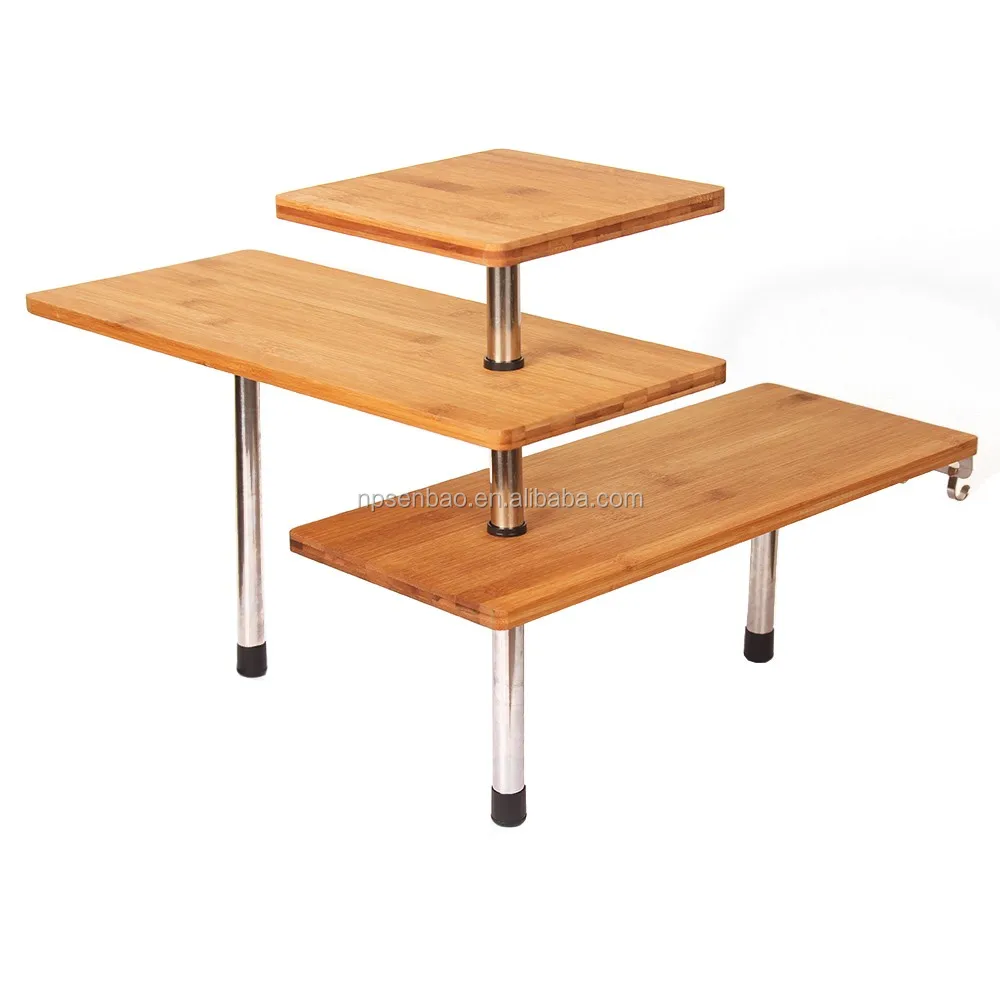 Оптовая продажа 3 уровня бамбуковая баночка для специй стеллаж для выставки товаров для кухни угол использования