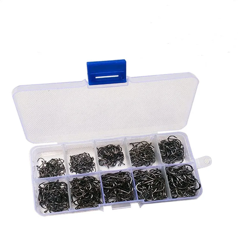 500pcs/set mixed size 3~12 high carbon steel carp fishing hooks pack with hole with Retail Original box Jigging Bait