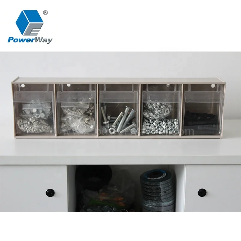 Table used spare parts compartment storage tilt opening plastic drawer organizer